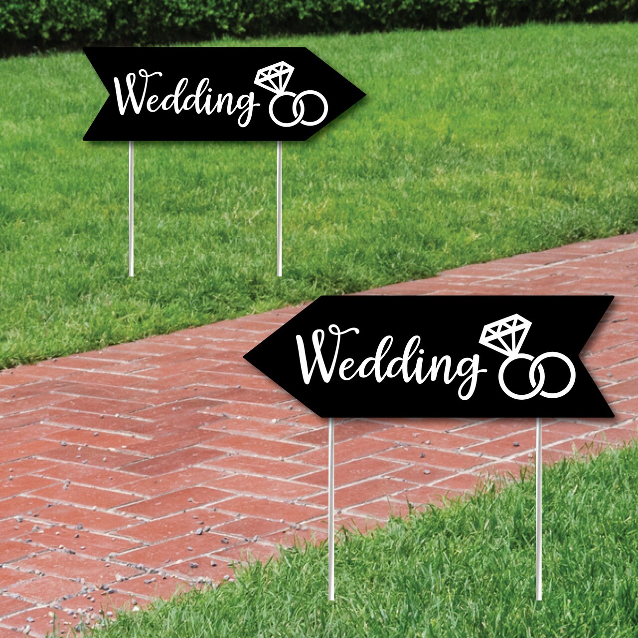 Big Dot of Happiness Black Wedding Signs - Wedding Sign Arrow - Double Sided Directional Yard Signs - Set of 2 Wedding Signs